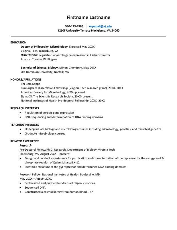 Curriculum Vitae Page 1