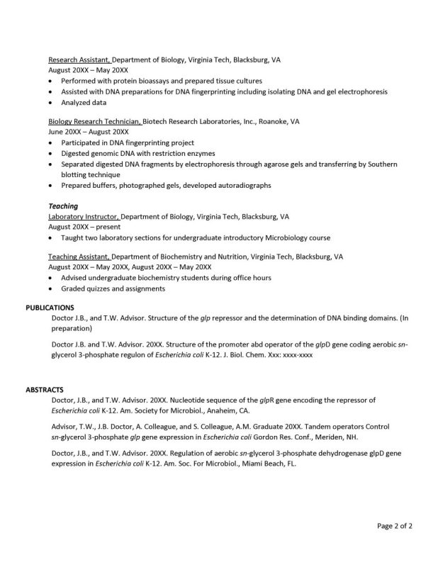 Curriculum Vitae (CV) Career Quick Start Virginia Tech