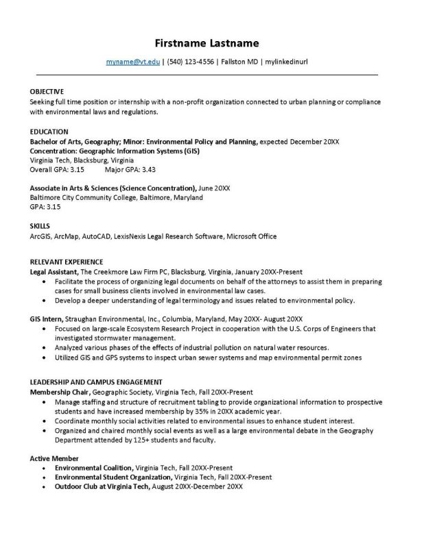 Example of a document that is formatted like a transfer student resume